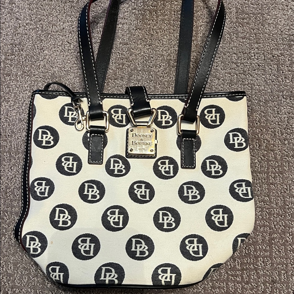 Dooney & Bourke Black and Tan Logo Tote - Picture 2 of 4